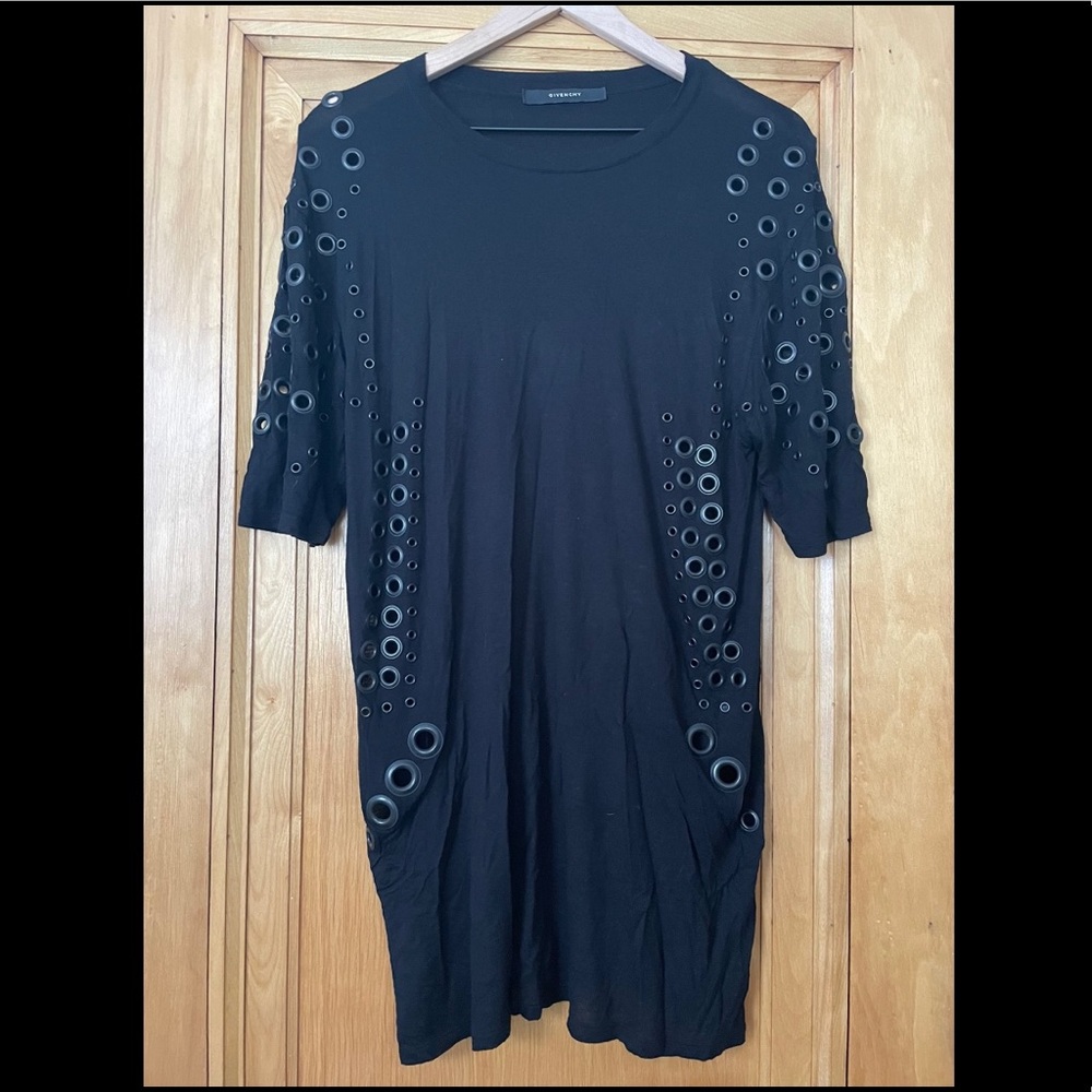 Givenchy grommet tshirt, oversized, long, distressed, silk blend